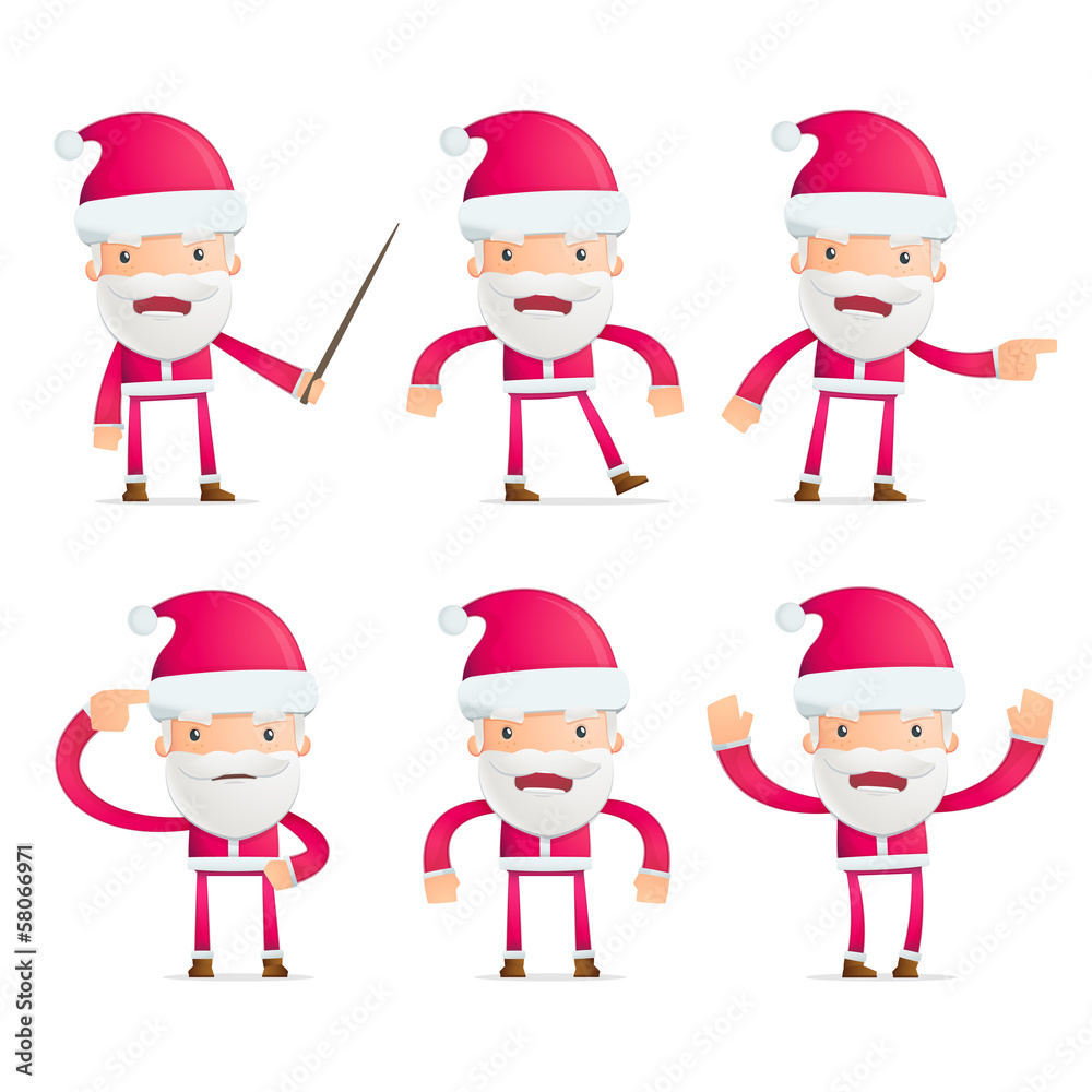 Santa in various poses for use in advertising, presentations, Santa in various poses for use in advertising, presentations,