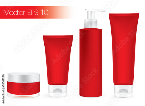 Packaging containers red color, package cream, Beauty product