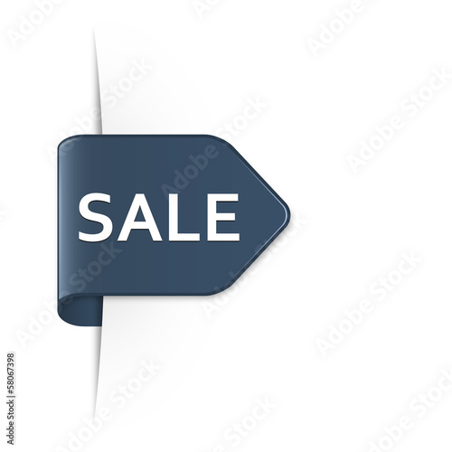 Sale midnight blue arrow sticker with drop shadow