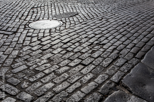 Photography Old cobblestone street from New York City