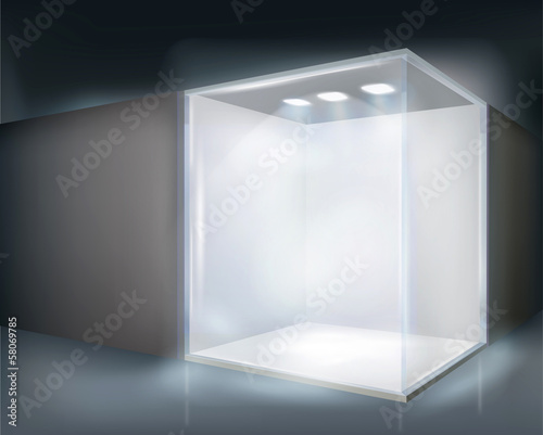 Illuminated shop window. Vector illustration.