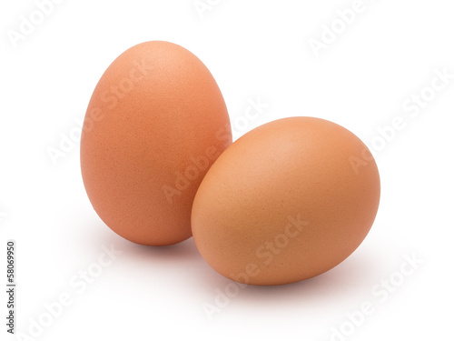 Tableau sur toile Deux œufs isolés sur fond blanc