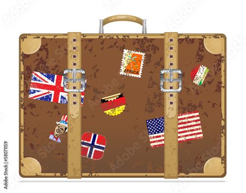 Vintage grunge travel suitcase