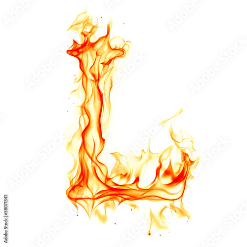 Fire letter isolated on white background