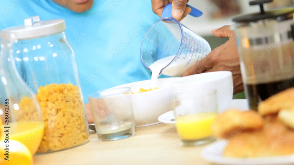 Hands African American Family Home Breakfast Close Up Hands African American Family Home Breakfast Close Up