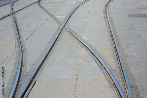 Rail track splitting into two sections.