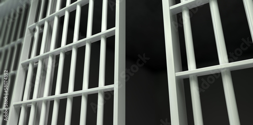 Tableau sur toile White Bar Jail Cell Perspective Unlocked