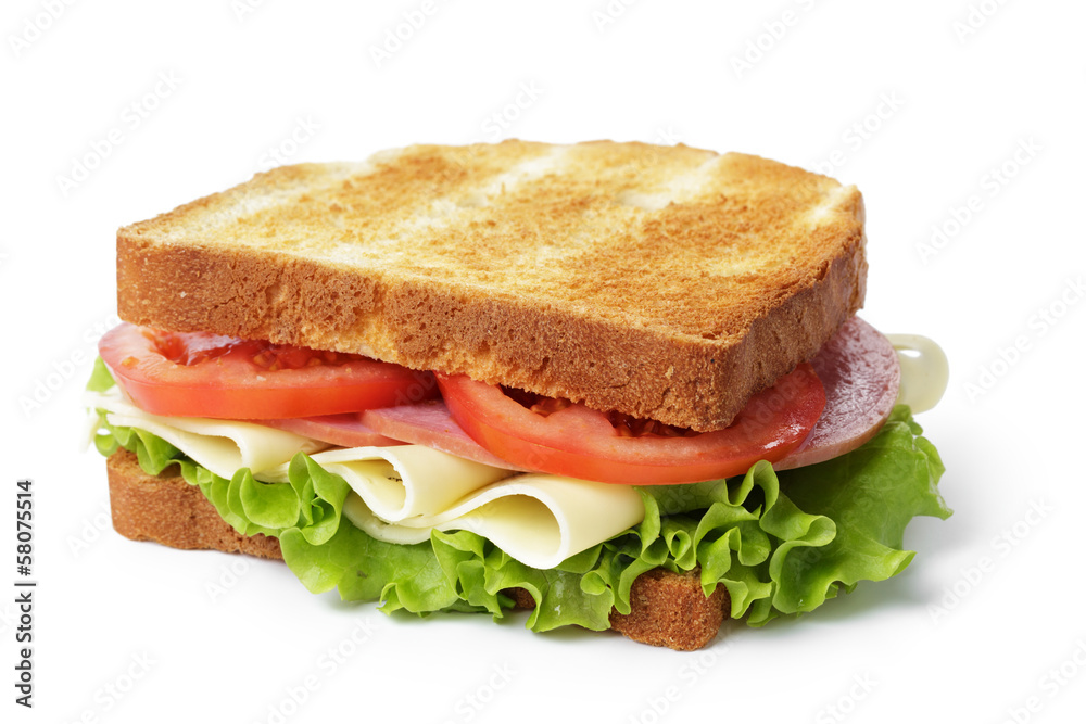 sandwich with ham, cheese and vegetables sandwich with ham, cheese and vegetables