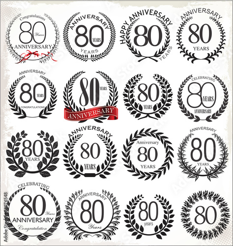 80 years anniversary laurel wreath, set