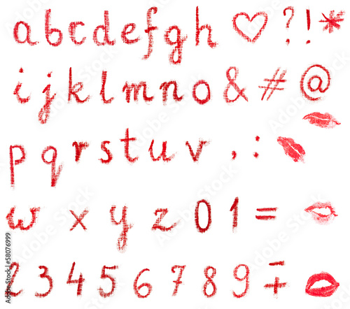 lowercase lipstick alphabet - written letters