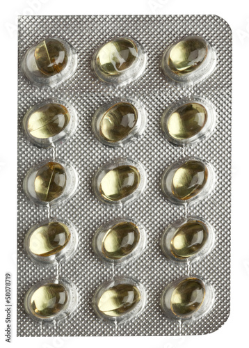 Pills in blister isolated against on background