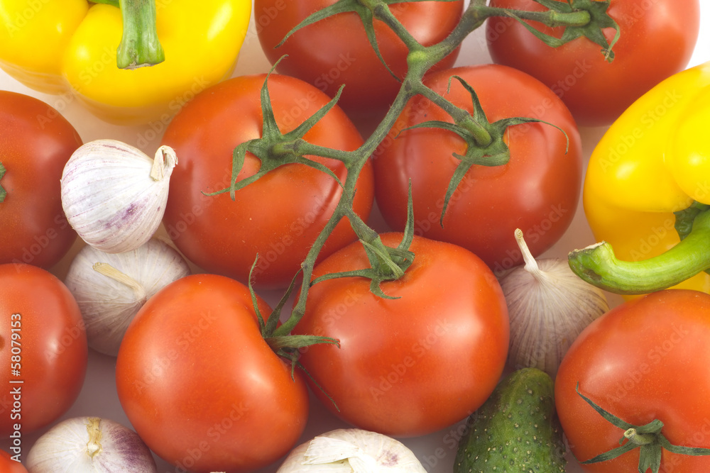 Many assorted ripe vegetables closeup as background Many assorted ripe vegetables closeup as background