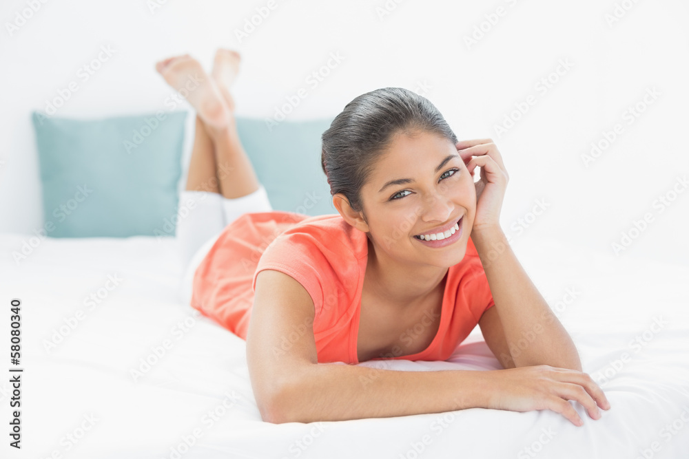 Portrait of a pretty woman lying in bed Portrait of a pretty woman lying in bed