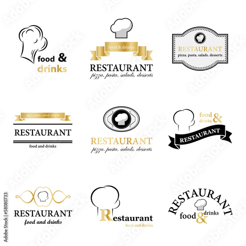 Restaurant Labels Set - Isolated On White Background