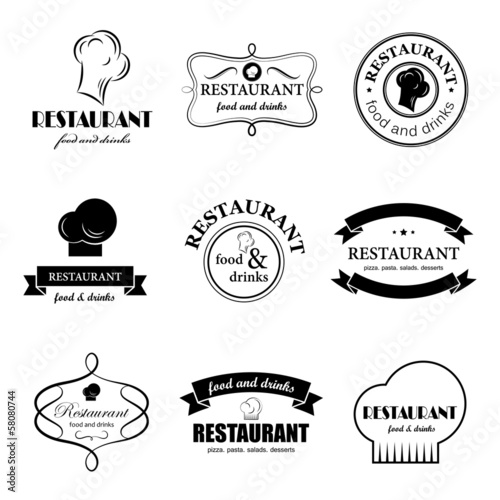 Restaurant Labels Set - Isolated On White Background - Vector