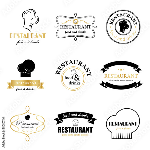 Restaurant Labels Set - Isolated On White Background