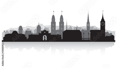 Zurich Switzerland city skyline silhouette