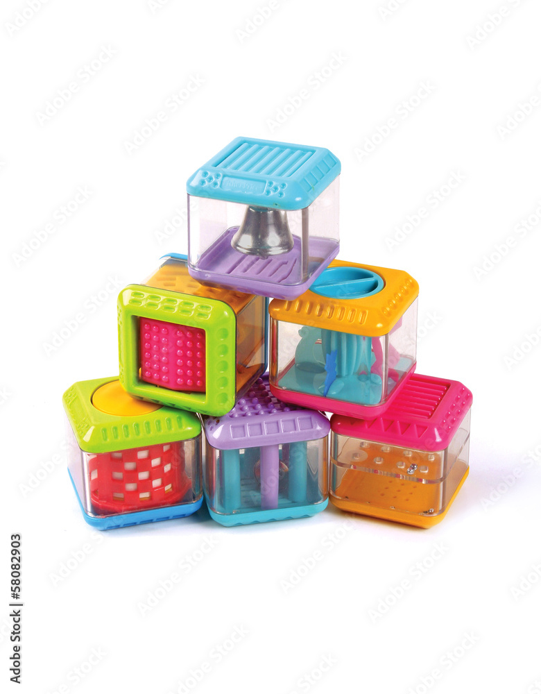 plastic blocks on the white background plastic blocks on the white background