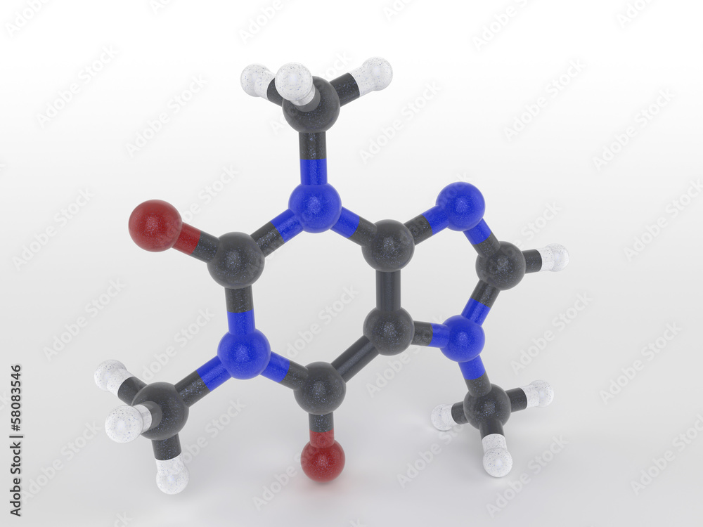 Structure of a caffeine molecule Structure of a caffeine molecule
