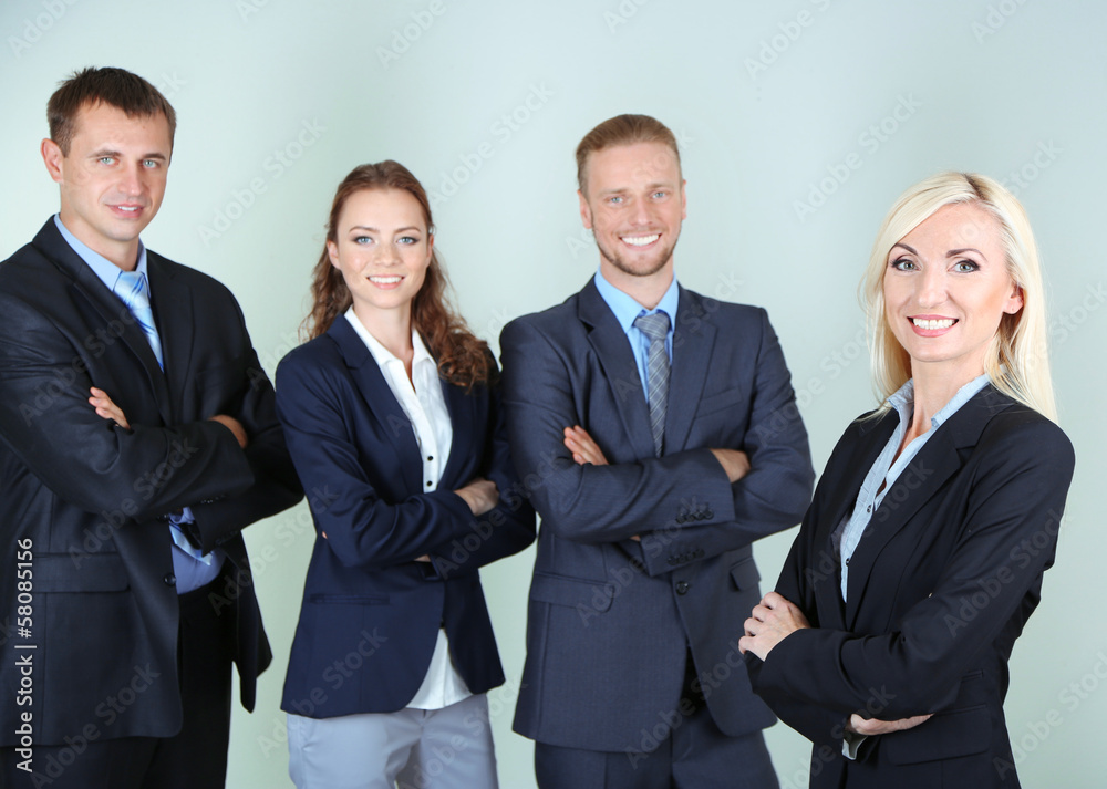 Group of business people on gray background Group of business people on gray background