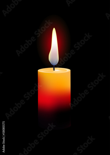 Vector illustration of yellow candle on black background