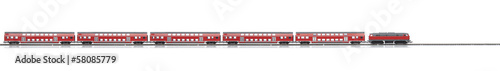 loco model with red passenger express wagons