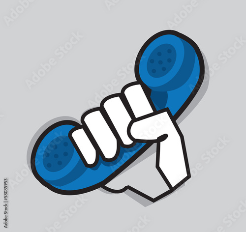 Phone held by hand symbol