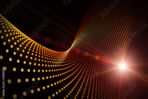 Futuristic particle wave background design with lights