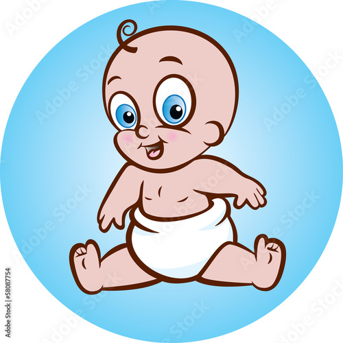 sitting smiling diapered baby