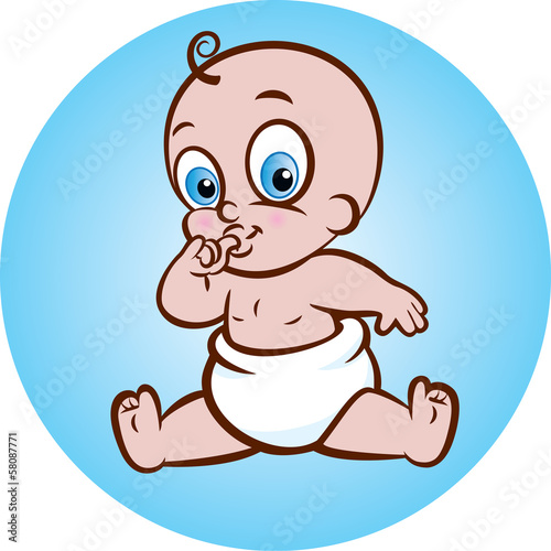 Vector illustration of cute baby in diaper
