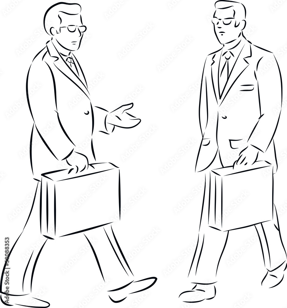 vector illustration of walking businessman with briefcase