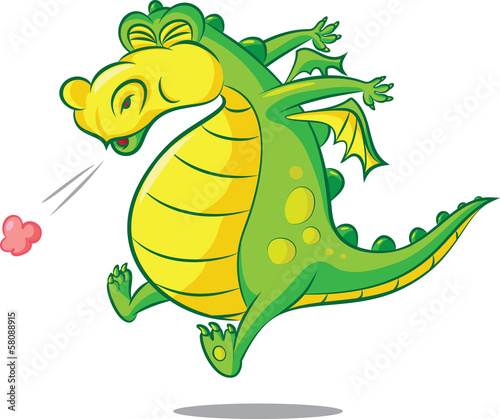 vector illustration of  a sneezing dragon