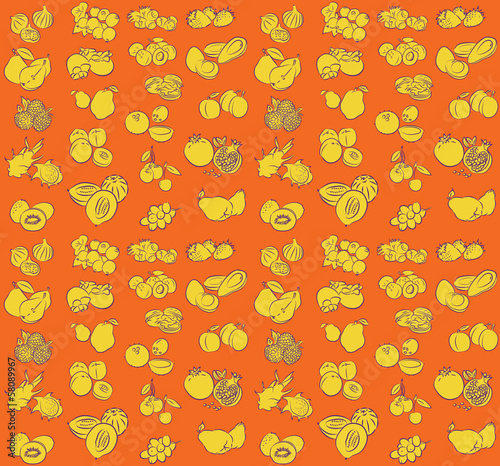 Fototapeta Naklejka Na Ścianę i Meble -  Vector pattern of seamless background with fruits