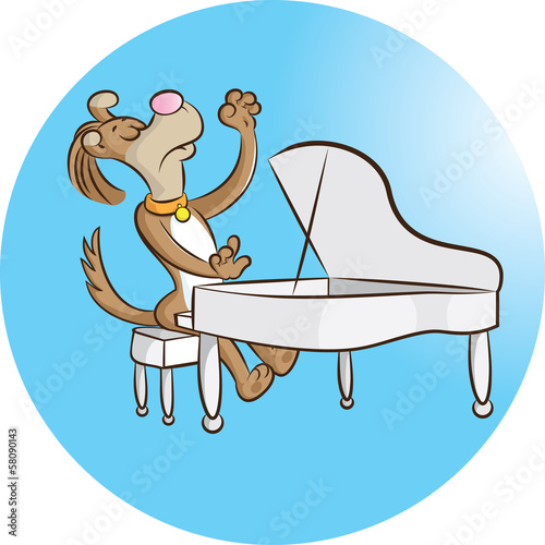 Dog playing piano
