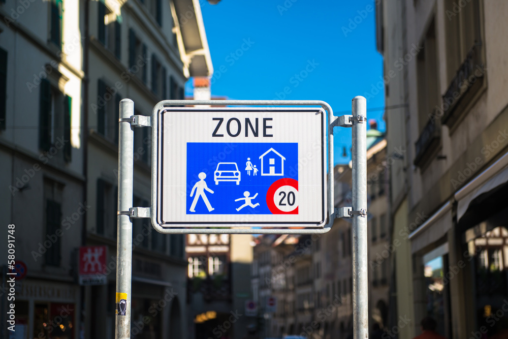 Naklejka premium Home Zone Entry Sign isolated residential area road traffic