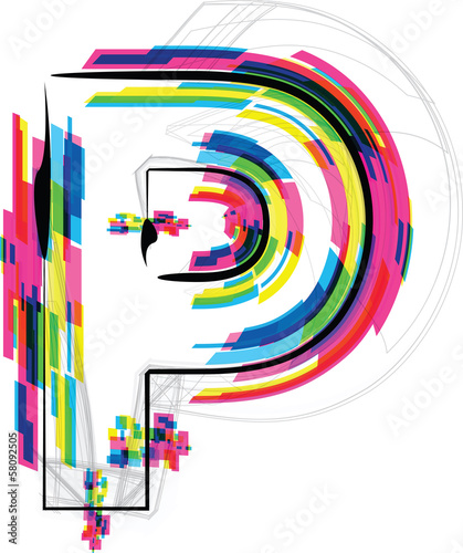 Font Illustration. LETTER P. Vector illustration