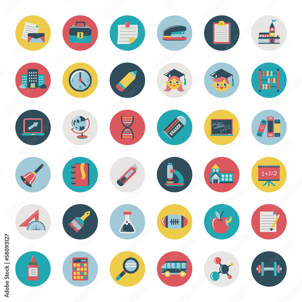 Set of Retro flat education icons,back to school