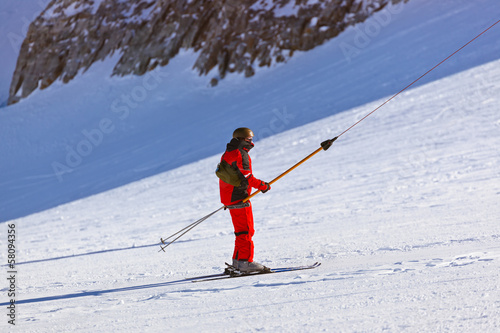 Skier at mountains ski resort Innsbruck - Austria