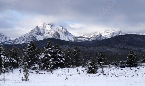 Sawtooth Mountain Range Deep Winter Landscape Idaho NRA