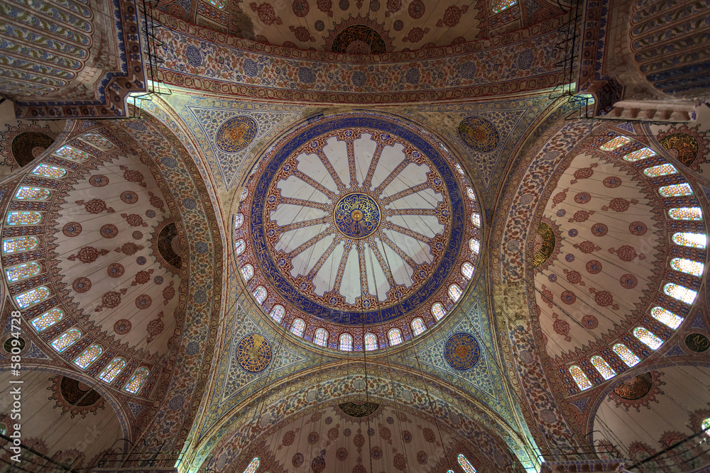 The interior view of blue mosque in istanbul