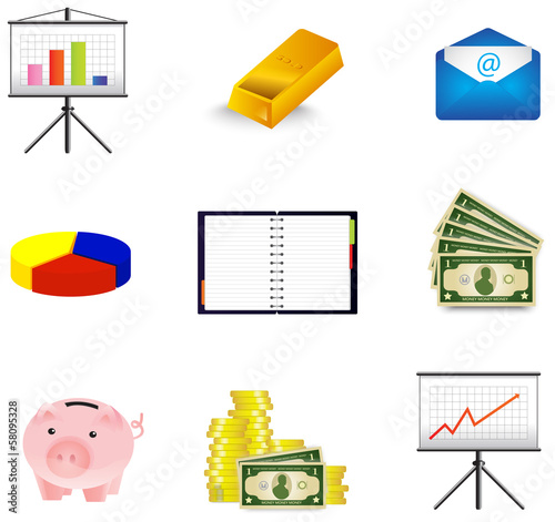 Business and economic icon collection set