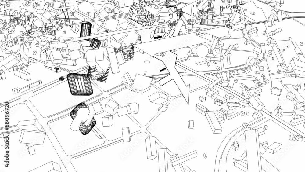 Wireframe city build