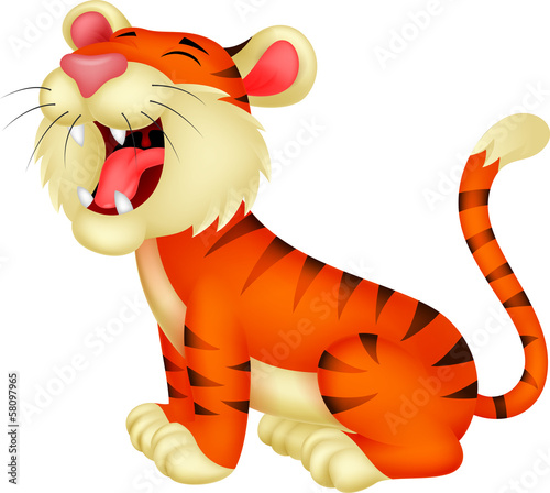 Fototapeta Naklejka Na Ścianę i Meble -  Tiger cartoon roaring