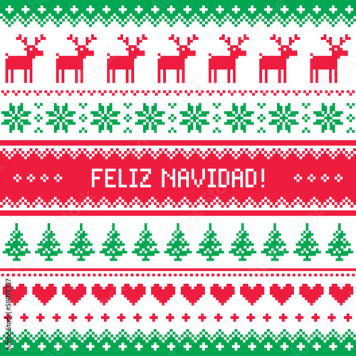 Feliz navidad card - scandynavian christmas pattern