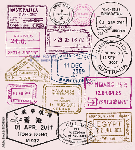 vector passport stamps