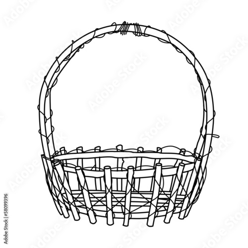 Wicker Basket outline Vector