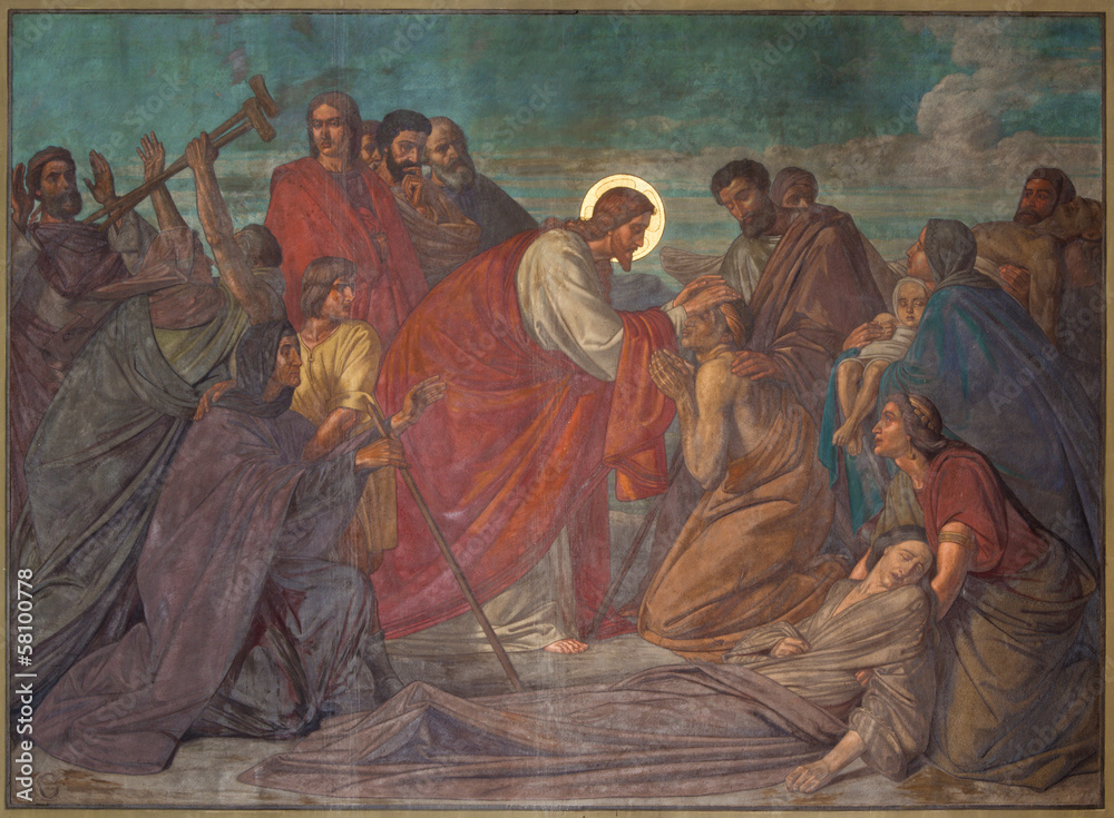 Antwerp -  Fresco of Healed Jesus in Joriskerk