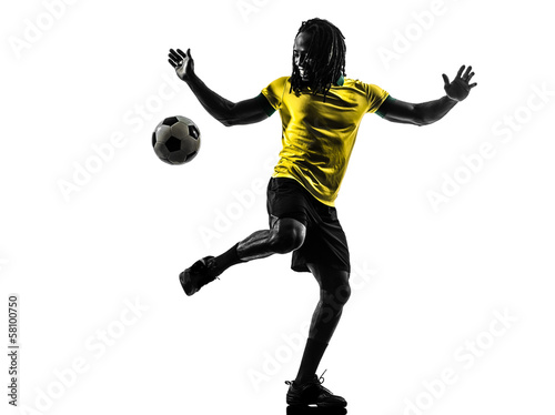one black brazilian soccer football player man silhouette