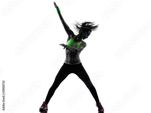 woman exercising fitness zumba dancing silhouette