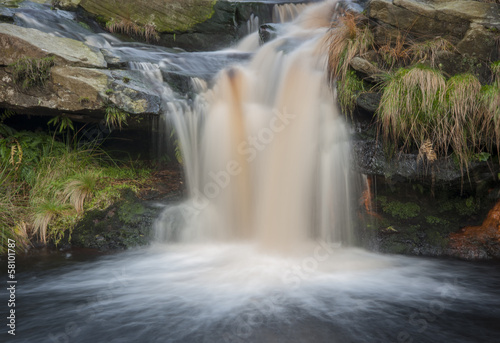 beautiful waterfall on the moorland in yorkshire